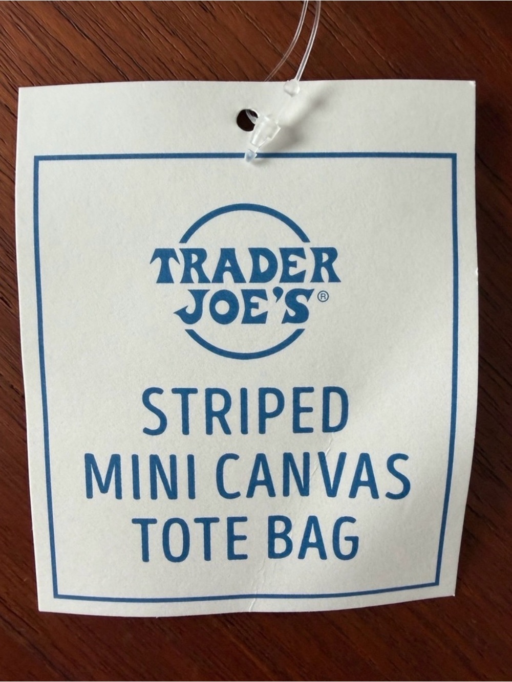 Trader Joe's Blue & Cream Striped Mini Canvas Tote NWT - Picture 2 of 4